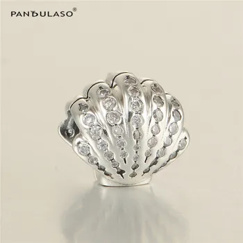 

100% 925 Sterling Silver Jewelry Charm Bead Fit Silver Charm Bracelet & Choker CZ Stones Shell Shape Bead Women DIY Jewelry