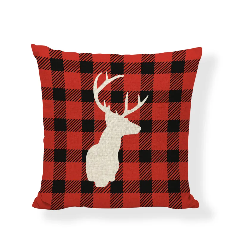 Moose Чехол на подушку Merry Christmas Buffalo Плед черные птицы 45*45 см Усы олень Кемпинг