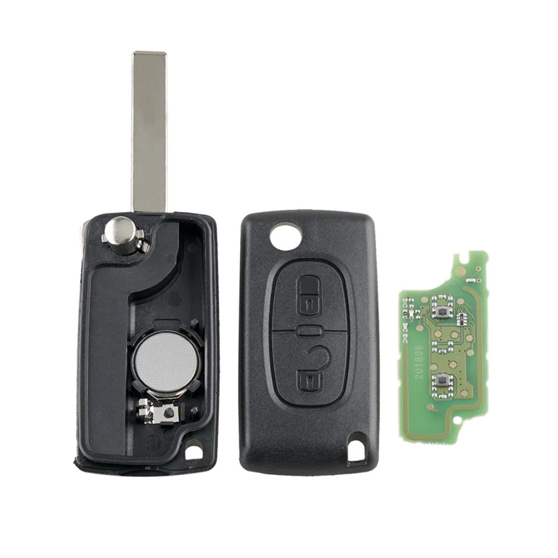 

Dzanken 2 Buttons Remote Car Key 433MHz ID46 Chip for Peugeot 307 308 207& Transponder Chip & Uncut Blade