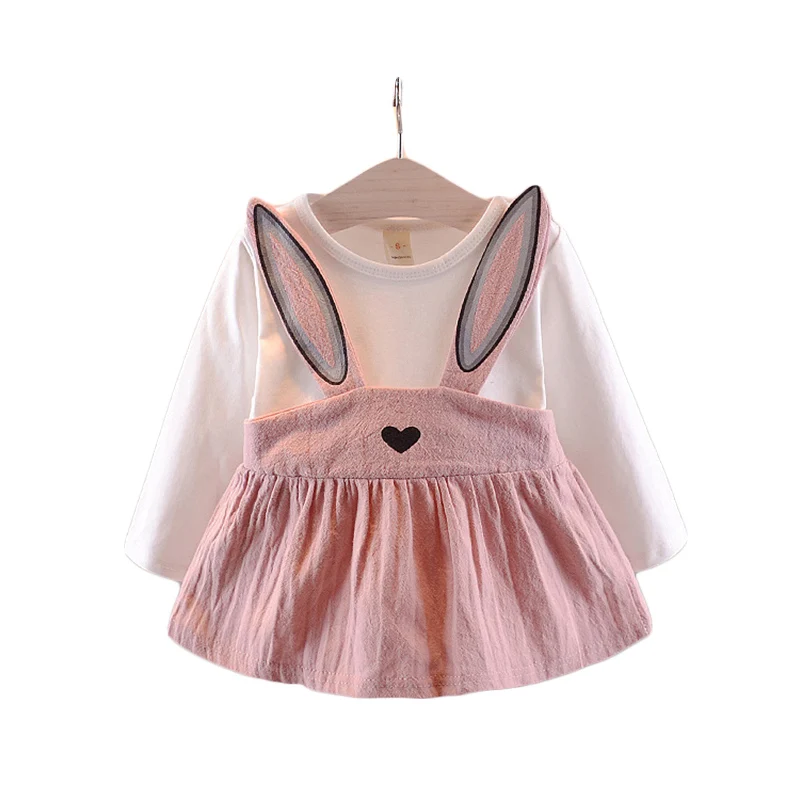 

2019 New girls Autumn Spring dress princess clothes long sleeve one-piece dress lovely Rabbit ears pattern Ball Gown style