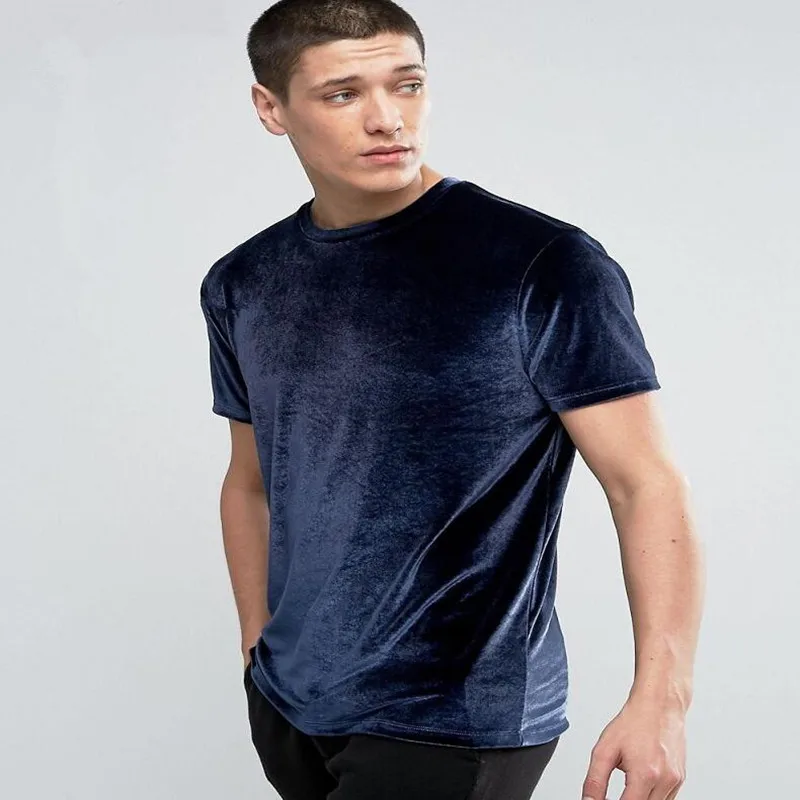 

Summer velour T- Shirt Men's short Sleeve 2018 Casual men's T-shirt Neck in velvet Hip Hop T-shirt Kanye West booty Man T-Shirt
