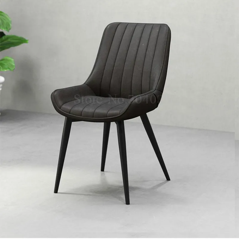 

Nordic casual designer office chair light luxury wrought iron simple modern soft sofa dining back chair