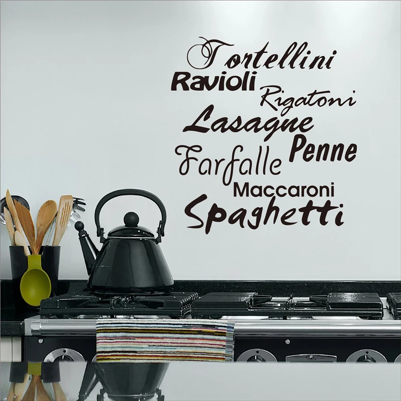 Adesivo Мураль паста Cucina Tagliatelle итальянский язык виниловые наклейки на стену для столовой украшения кухни