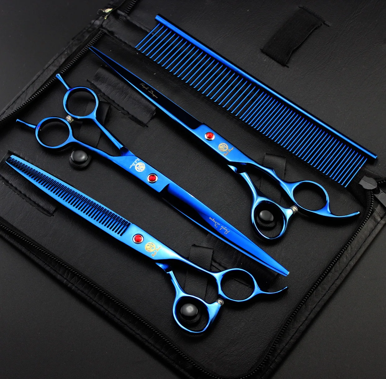

8.0 inch blue purple dragon 3 scissors pack pet grooming Direct shear suit to comb