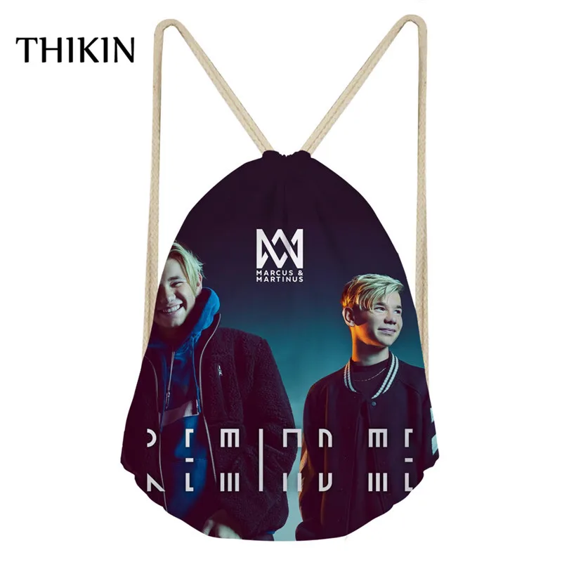 

THIKIN Fashion Brand Star Pattern Gym Bags Marcus and Martinus Printing Women Drawstring Bags Hiking Sack for Teenager Rucksack