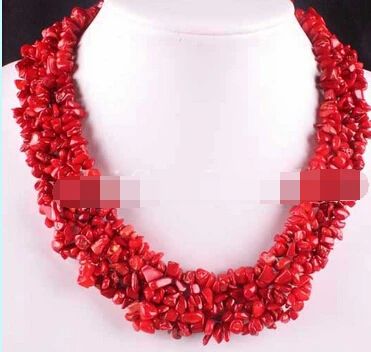 

Miss charm Jew1560 Natural Red Sea Coral Chip Beads Weave Necklace 18
