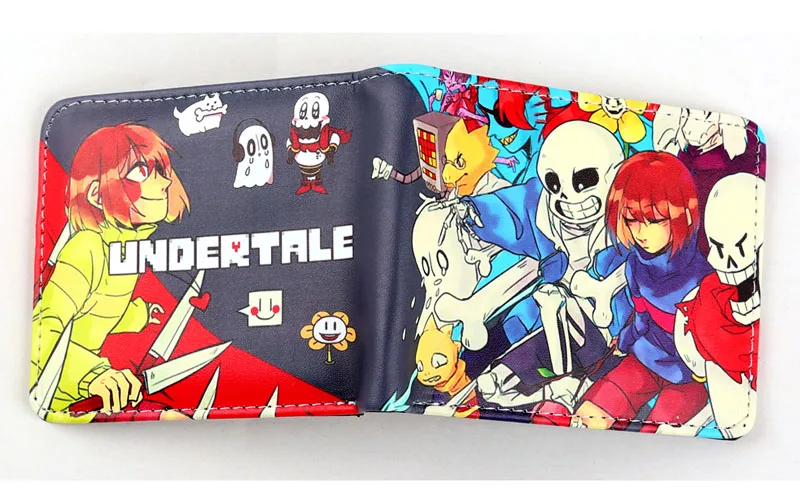 Игр кошельки Undertale Sans рисунок Bi-fold денег кошелек Искусственная кожа бумажник