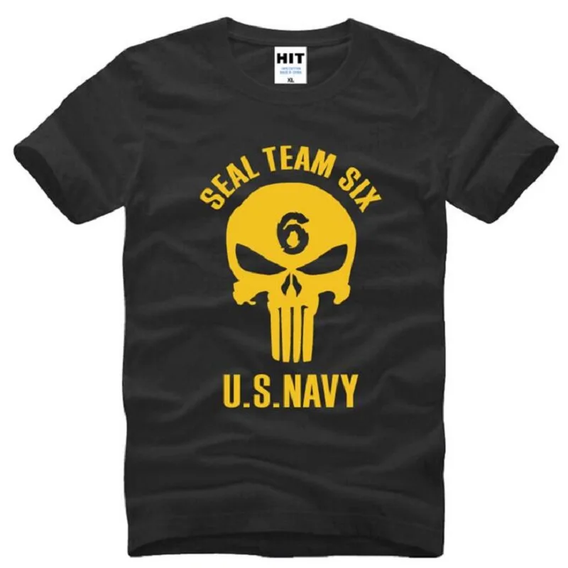 Мужская футболка с принтом в виде черепа Seal Team Six новая хлопковая коротким