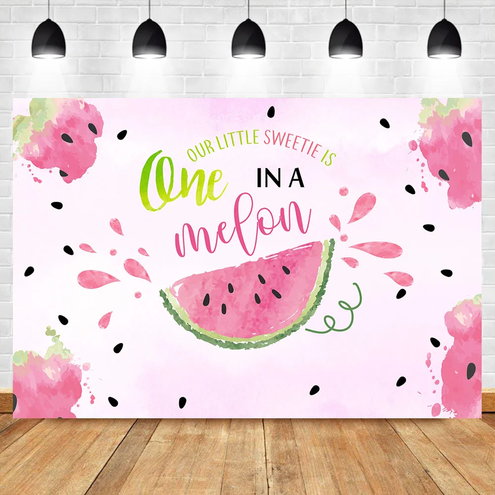 

NeoBack Pink Sweet Melon Girl Summer First Birthday Photo Background Photophone custom Melon seeds Birthday Party Photo Backdrop