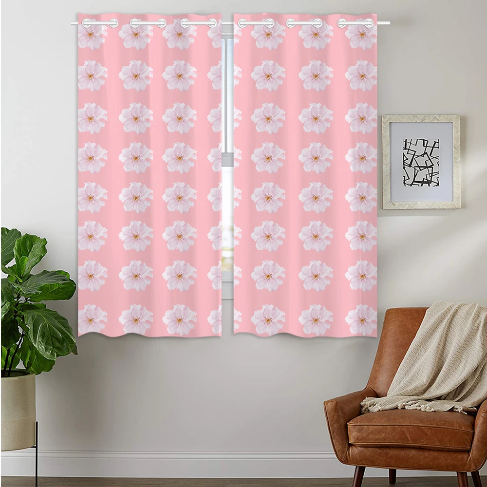 

Blackout Curtains Darkening 2 Panels Grommet Window Curtain for Bedroom Floral pink Japanese Cherry Blossom Symmetrical