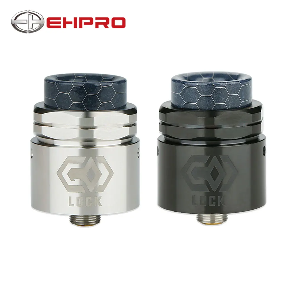 

Ehpro Lock Build-free RDA 24mm Diameter Single Coil RDA with Nut-style Top Cap & 0.15ohm Notch Coil & 810 Drip Tip BF Pin RDA
