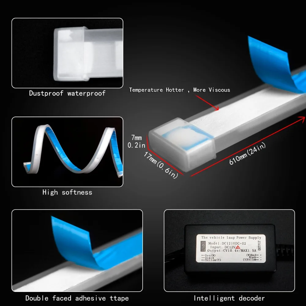 2X60 см Гибкая тонкая Светодиодная лента светильник водонепроницаемый гибкий сигнал поворота DRL ходовой светильник желтый течёт дневные ходовые огни 12 В