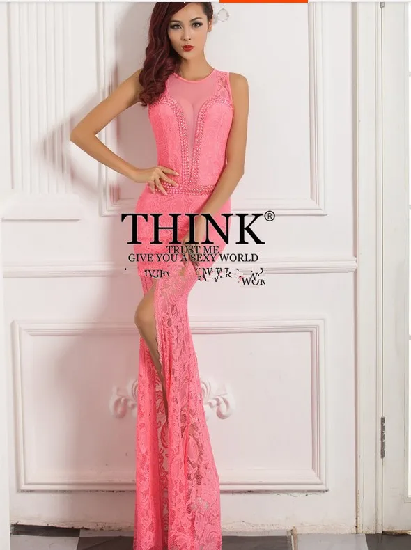 Реалистичная картина кружево вечерние бальные платья строгое Длинное Вечернее Платье vestidos de festa Robe de soiree Abiti da sera H0670 - Цвет: Pink