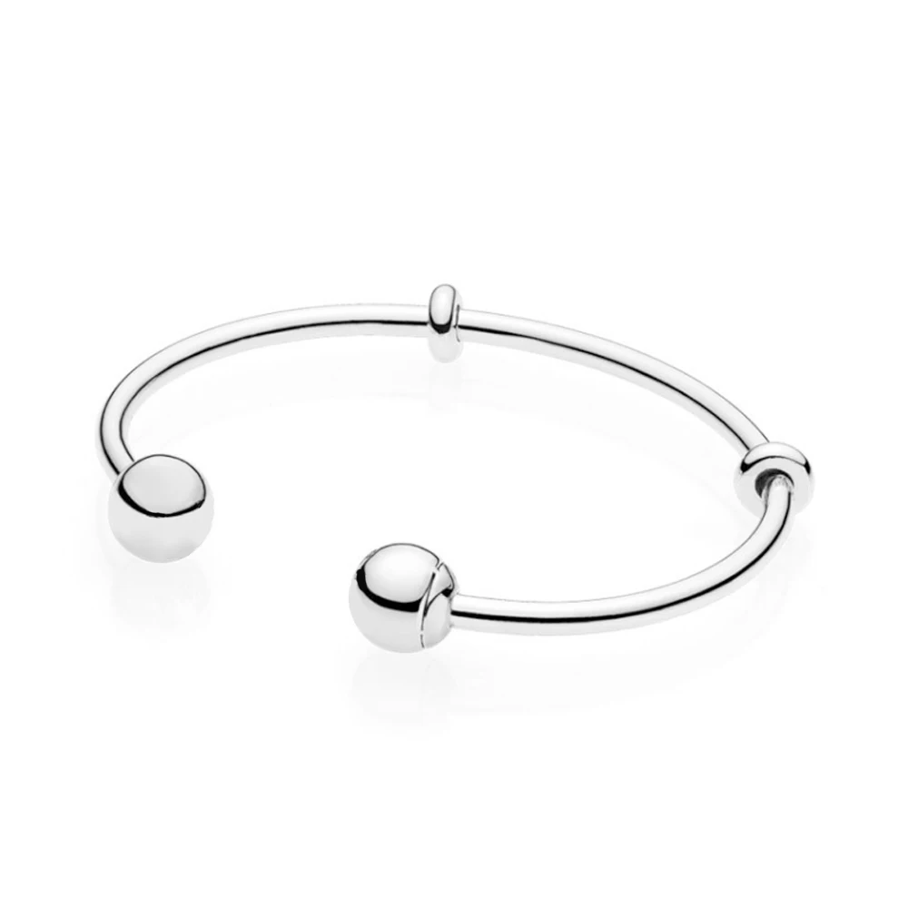 

2018 New 100% 925 Sterling Silver Moments Open Bangle Bracelet Charm Bead For Women of Fashion DIY Gift Jewelry