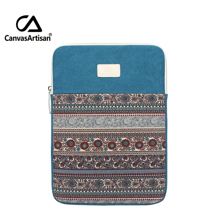 Canvasartisan Одежда высшего качества Холст Laptop Sleeve сумки 11 12 13 дюймов мягкие Тетрадь портфель 13.3 Surface Pro 3 Сумки - Цвет: lake blue