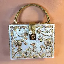 Free shipping Fashion flower metal carved metal hollow engraved retro Shoulder Messenger Bag