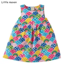 Little maven/Новинка г.; летнее Брендовое платье для маленьких девочек; Детские хлопковые разноцветные радужные платья без рукавов; S0305