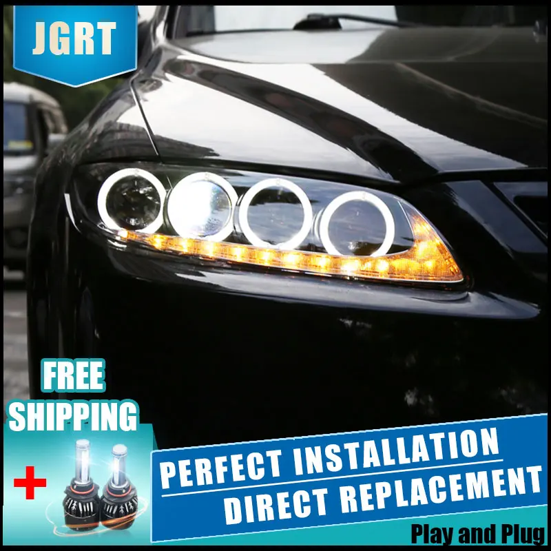 Baratos Faros LED de 2 piezas para Mazda 6 2003 2014 luces Led de coche doble lente de xenón accesorios de coche de día luces de niebla Luz