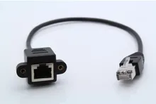 Free DHL 1000pcs—0.3M/11.8″ Screw Lock Panel Mount RJ-45 RJ45 Male to Female M/F CAT5 LAN Ethernet Extension Network Cable