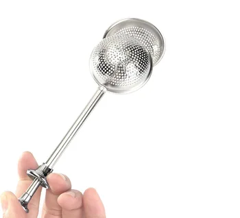 

Diameter 5cm Convenient Mesh Ball Shaped Stainless Steel Silver Push Style Tea Infuser Strainer Tea Filter Tool W8458