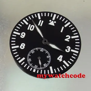 

38.9mm parnis blue luminous black dial hands fit eta 6498 seagull 3620 movement Watch dial (Dial+hands)