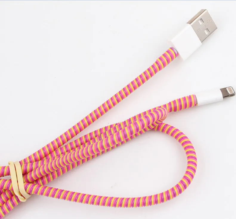 KEITHNICO 1PC 1.4M USB Charging Data Line Cable Protector Wire Cord Protection Wrap Cable Winder Organizer for iPhone