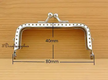 

metal frame sewing bag purse frame metal 8 cm x 4 cm silver A49