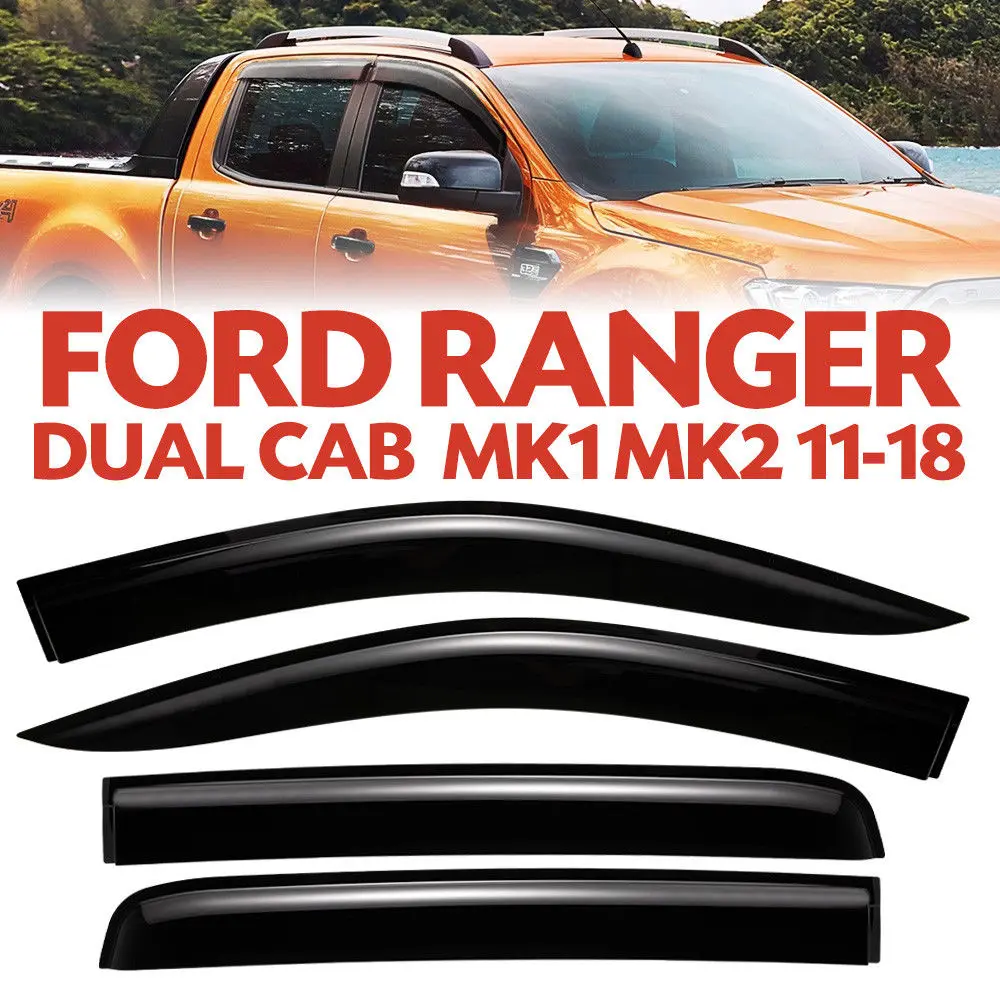 4 шт. защита от ветра козырек для Ford Ranger MK1 MK2 11-18 двойная кабина Wildtrack толщина гибкий непромокаемый блестящий