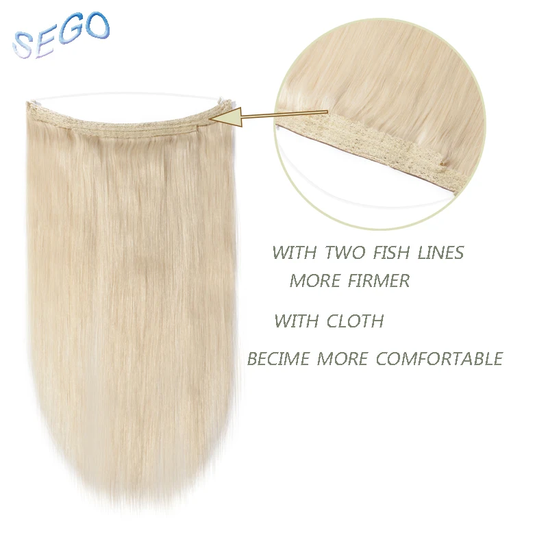 SEGO Straight Pure Color Wire Human Hair Extensions Invisible Wire Flip in Hair Extensions Non-Remy Hair With Double Weft width