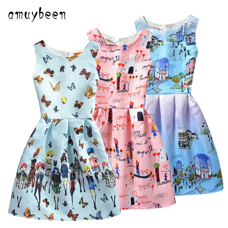 Amuybeen/коллекция года, свадебное летнее платье сарафан для девочек, детская одежда праздничные Платья с цветочным рисунком для маленьких девочек-подростков возрастом 9, 10, 12 лет, 01