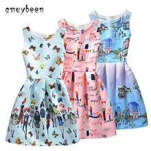 Amuybeen/коллекция года, свадебное летнее платье сарафан для девочек, детская одежда праздничные Платья с цветочным рисунком для маленьких девочек-подростков возрастом 9, 10, 12 лет, 01