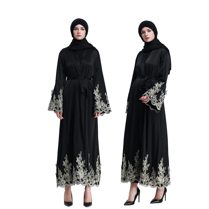Высокое качество Золотой шелк вышивка леди открытый Абая Турция мусульманское женское платье плюс размер ислам Дубаи abaya s одежда