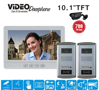 

ZHUDELE 10.1" Luxury Display Wired Video Door Phone Touch button Doorbell Intercom IR 700TVL HD Home Security System ID Card 2V1