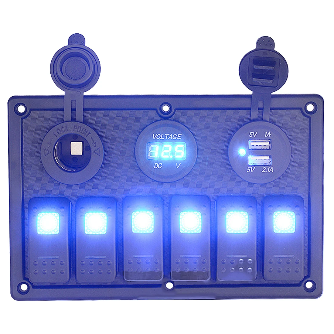 

Dewtreetali 1 PC Waterproof Boat Marine 6 Gang LED Rocker Switch Panel Circuit Breaker 12V/24V