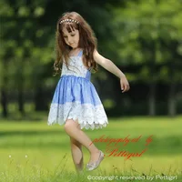 New Model Girl Dress Square Collar Lace Stripe Woven Children Summer Outfits GD80718-04