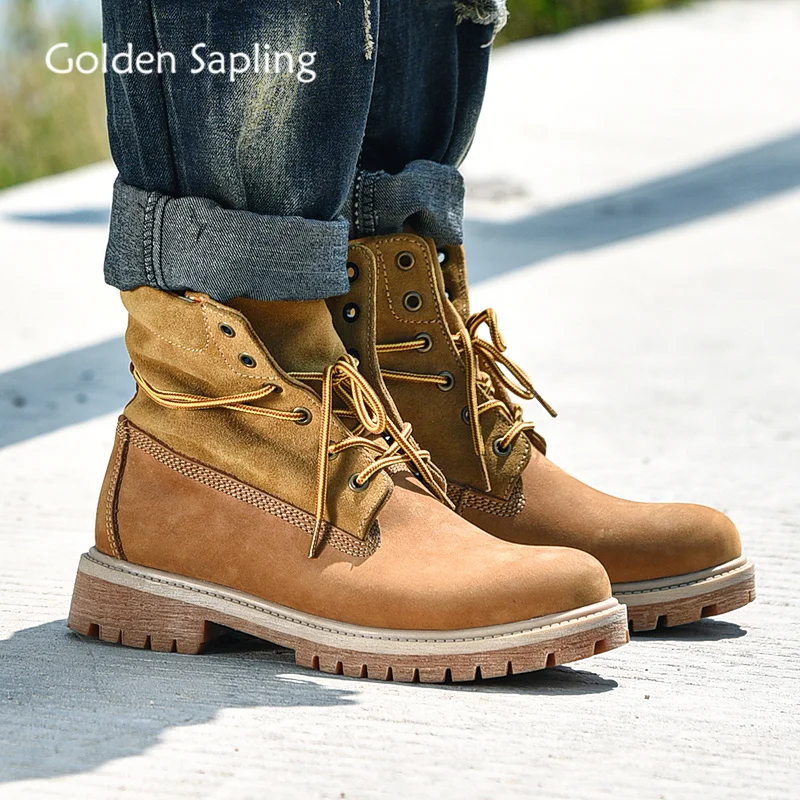 

Golden Sapling Outdoor Mens Tactical Boots Breathable Leather Hiking Shoes Men Military Hunting Boot Top Men's Winter Sneakers