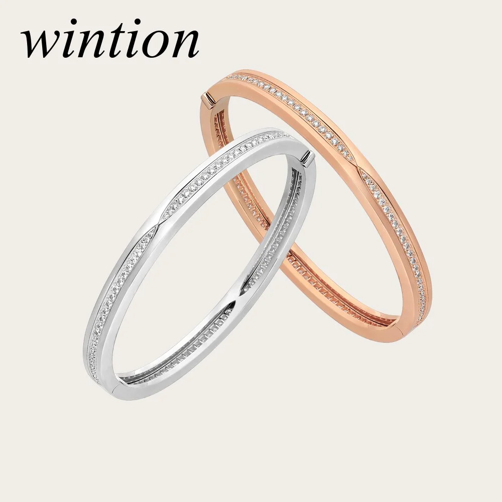 

Wintion BGL Zircon Bangles 1:1 Original 100% 925 Sterling Silver Women rose gold Jewelry High-end Quality Gift Have logo
