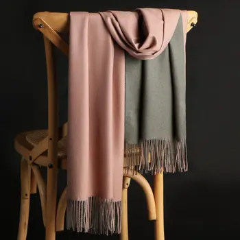 

200*65cm Women Warm Scarves Fashion Scarf Double color scarfs Autumn Winter Shawl Ladies Solid Luxury Brand Scarf Female Wraps