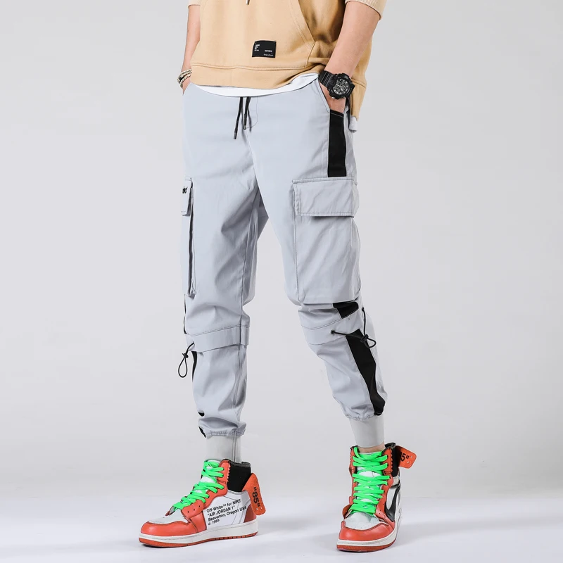 

2019 Autumn Spring Cotton Pants Men Cargo Pants Multi-pocket Elastic Waist Harem Pant Hip Hop Casual Trousers Joggers Male