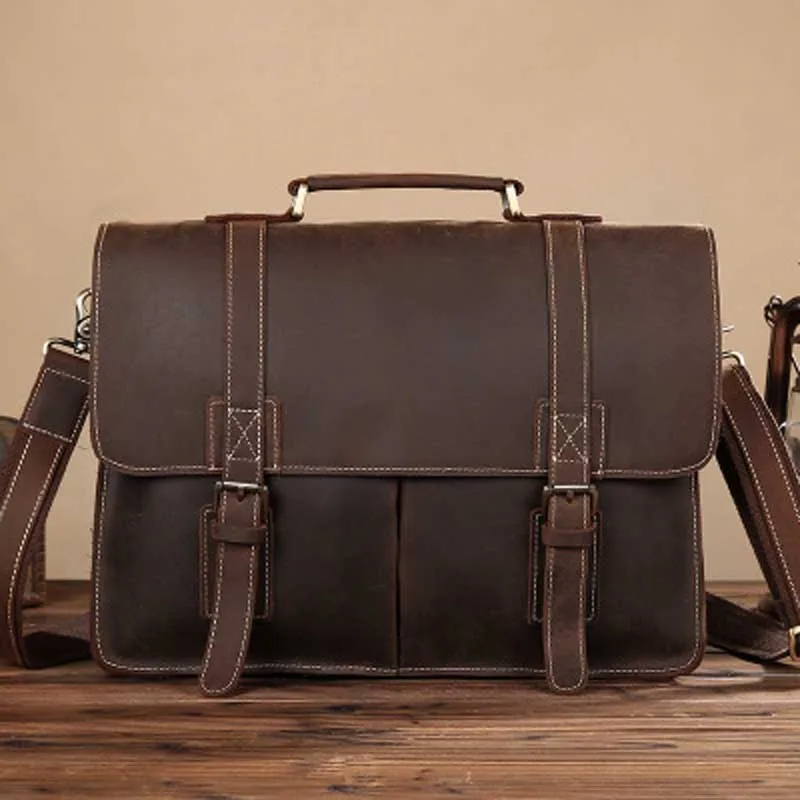 

YISHEN Vintage Genuine Leather Men Briefcase Handbags Male Shoulder Crossbody Bags Business Laptop Bags Messenger Bags BFL-0203