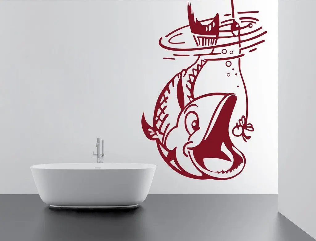 

Home Decor Vinyl Sticker Underwater Fish Design Home Decor Removable Vinyl Paper Decor Interior Wallpaper 2KN19