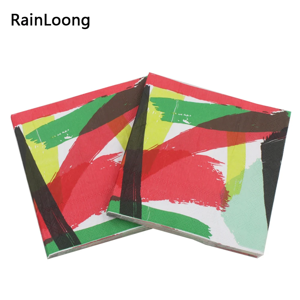 

[RainLoong] 3-Plys Beverage Paper Napkin Striped Tissue Serviettes Decoupage Cocktail For Party Decoration 25*25cm