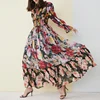 High quality 2022 new fashion Maxi dress Women's Long Sleeve Amazing Printed Waist Elasticated vintage Beach Chiffon long Dress ► Photo 2/6