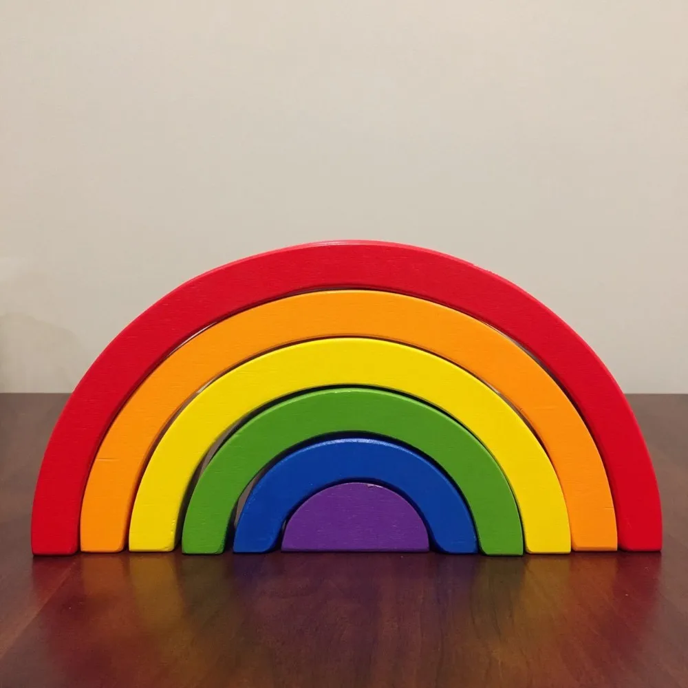 Nordic Wood Rainbow Building Blocks Toy Craft Baby Learning Educational