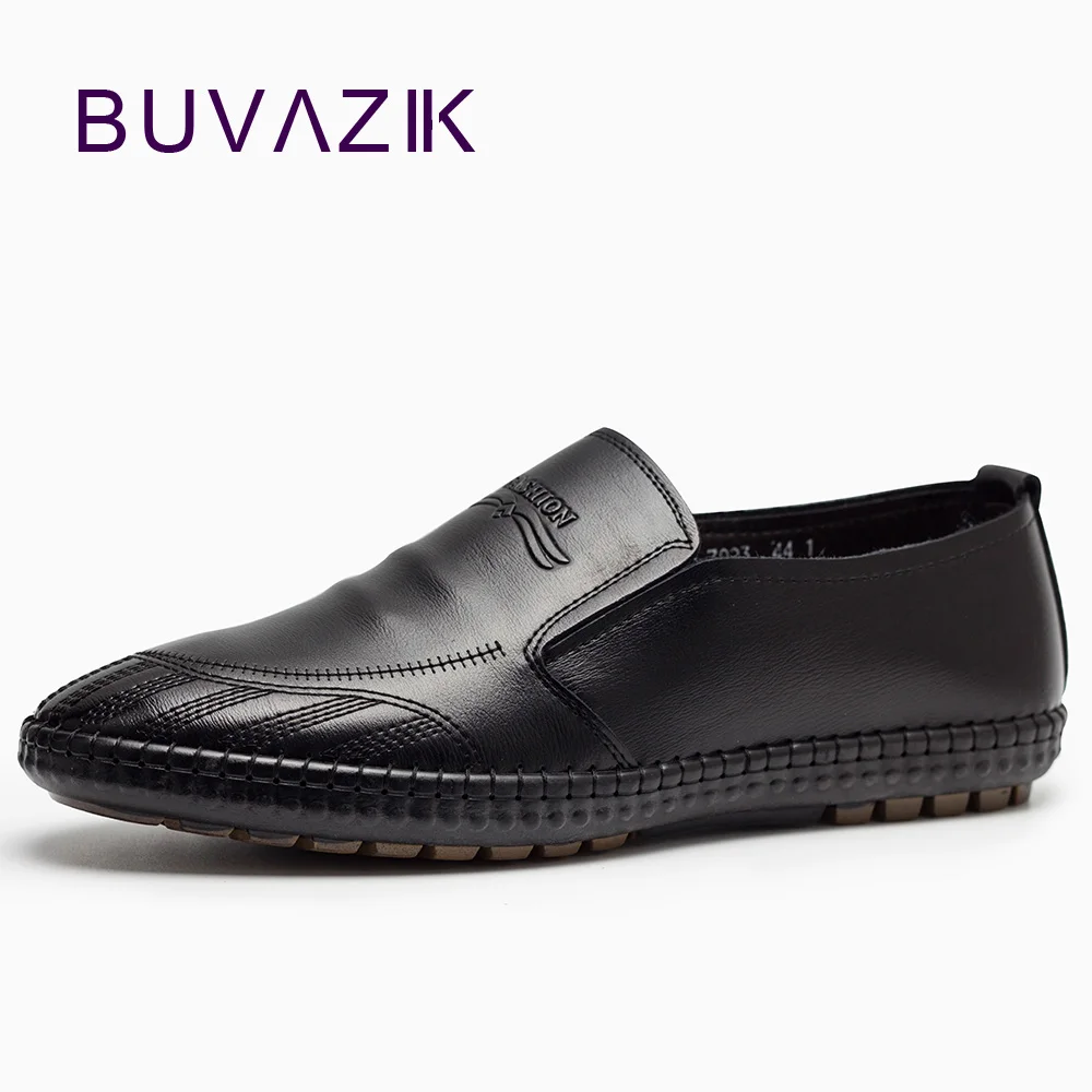 

BUVAZIK 2018 men's casual shoes genuine Leather England fashion loafers breathable slip-on shoes men soft and comfortable