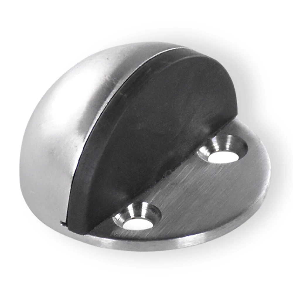 

1Pcs Silver Metal Oval Half Moon Door Stopper Wood Door Holder Floor-mounted Door Stops Rubber Interior Holder Home