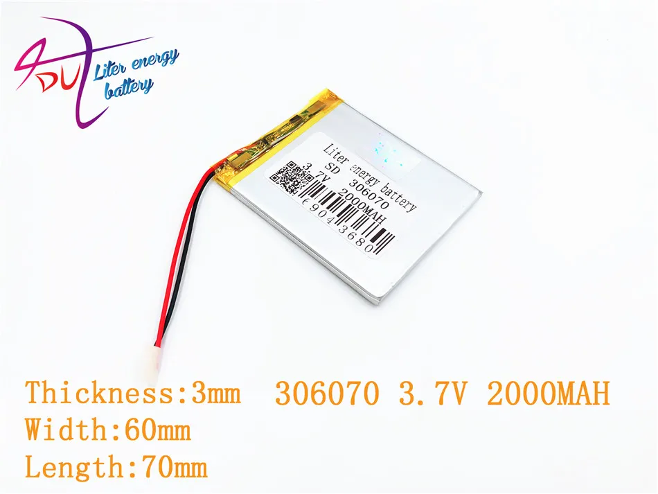 306070 3,7 V 2000mAh литий-полимерная LiPo аккумуляторная батарея для gps Vedio игра электронная книга планшет ПК Внешний аккумулятор