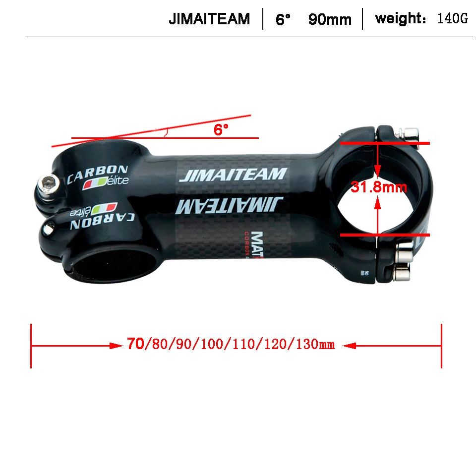 JIMAITEAM велосипедные кронштейны горные велосипеды Алюминий сплав карбоновый держатель 60/70/80/90/100/110/120 мм черный труба из углеродистого волокна 3K глянцевый шток из углепластика гоночные Би