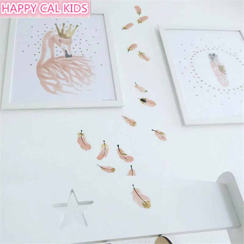 

New DIY Creative Feather Wall Art Sticker Kid Baby Bedroom Window Decals Home Decoration Mural Vinyl Wall Art Hot Sale Newly
