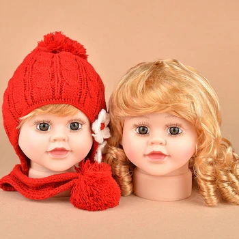 

Free Shipping!! A Pair Newly Lovely Realistic Plastic Baby Child Head Mannequin Head With Wig For Hat Cap Display
